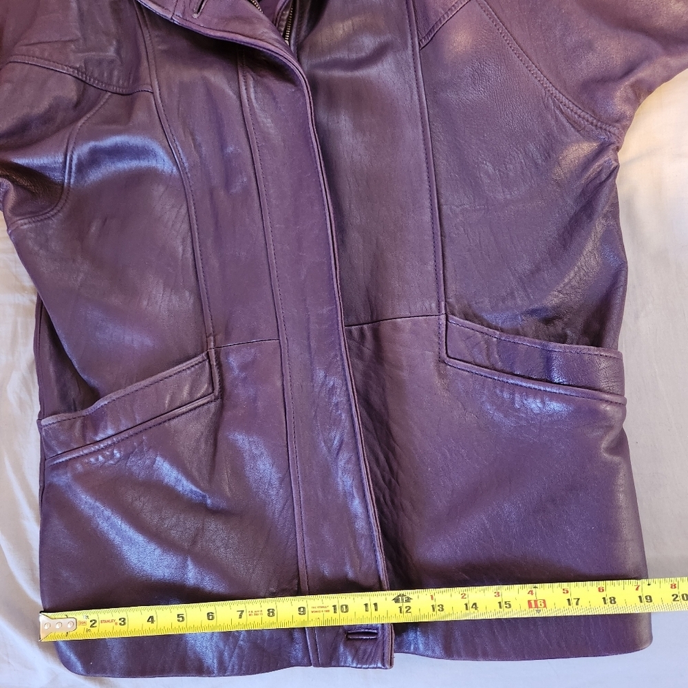 Vintage 80s Purple Soft Leather Oversized Jacket Coat 1990s Slouchy 90s Size XS - Picture 13 of 13